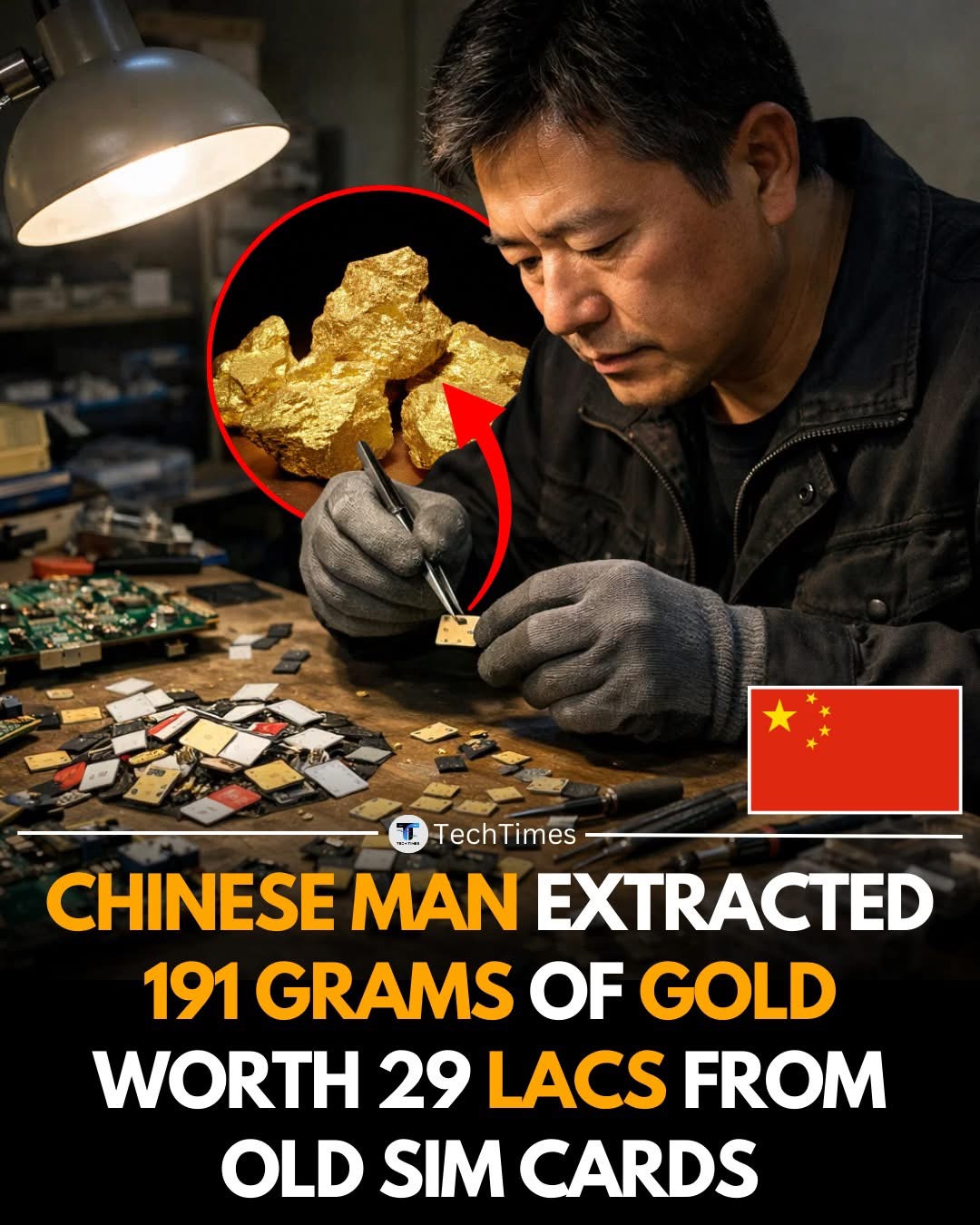 A CHINESE MAN REPORTedly extracted 191 grams of gold from old SIM cards, valued at around ₹29 lakhs.