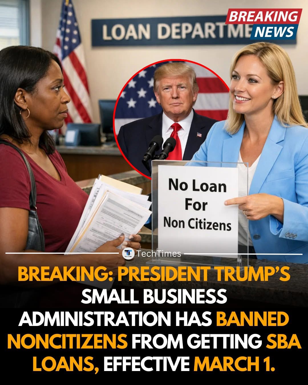 BREAKING: The U.S. Small Business Administration has announced that noncitizens will no longer be eligible for SBA loans starting March 1.