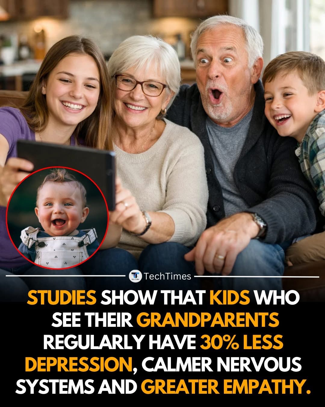 STUDIES SUGGEST THAT CHILDREN WHO REGULARLY SPEND TIME WITH THEIR GRANDPARENTS SHOW LOWER RATES OF DEPRESSION, CALMER STRESS RESPONSES, AND HIGHER LEVELS OF EMPATHY.